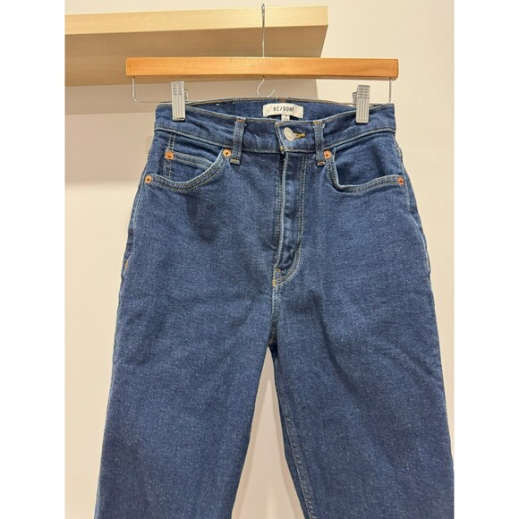 NWOT RE/DONE Womens Sz 25 Blue Rigid Like Denim High Rise 70s Straight Leg Jeans - Picture 2 of 12